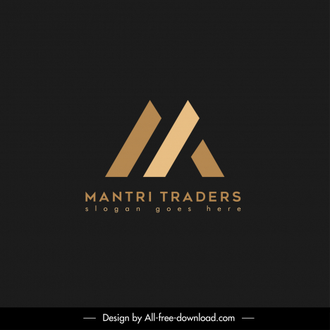 mantri traders logo template modern flat shiny golden geometric design