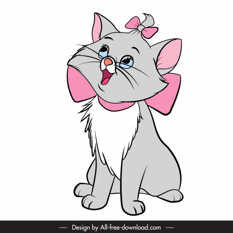 marie cat icon dynamic cartoon design handdrawn sketch