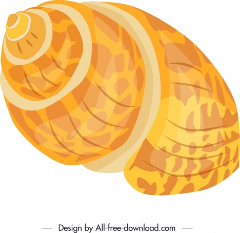marine shell icon shiny bright yellow 3d design