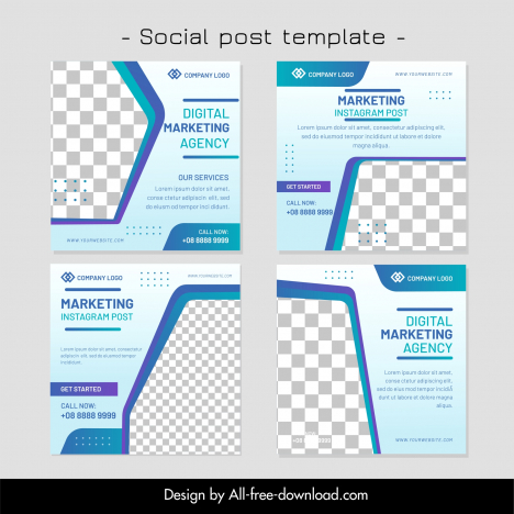 marketing social post template elegant checkered layout