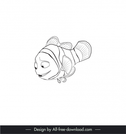 marlin finding nemo icon cute cartoon character handdrawn outline