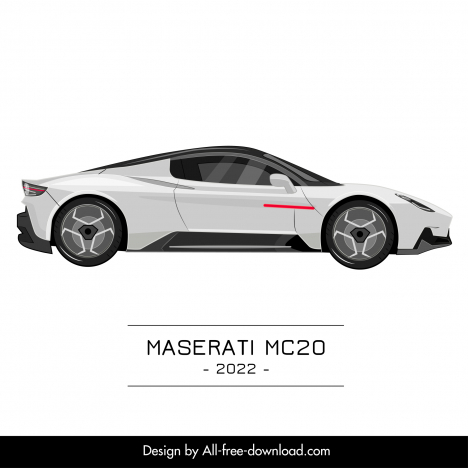maserati mc20 2022 car model icon modern side view sketch