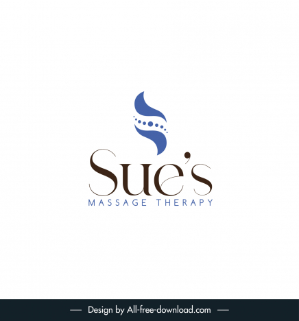 massage therapy logo template flat elegant texts symmetric curves decor