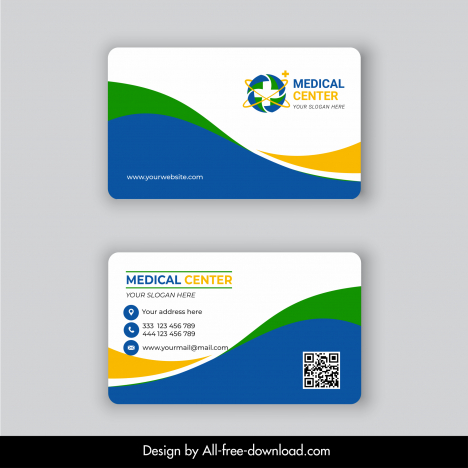 Medical Center Business Card Template Flat Curves Medical Cross Logo Decor 62784 