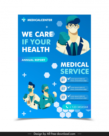 medical center poster template elegant doctor cartoon