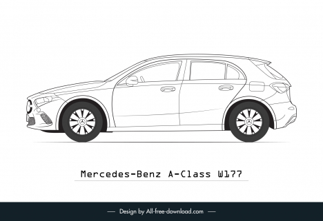 Mercedes benz a class w177 car model advertising template flat
