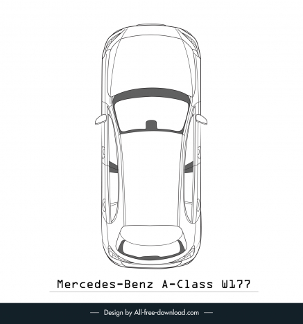Mercedes benz a class w177 car model template flat black white