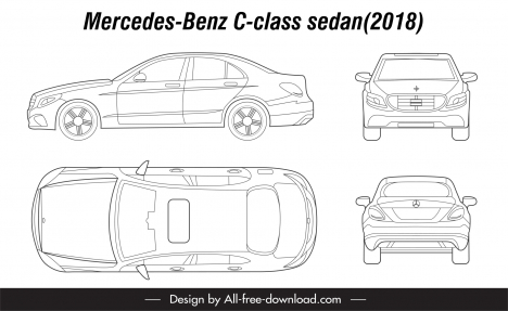 Mercedes benz c class sedan 2018 advertising banner different views