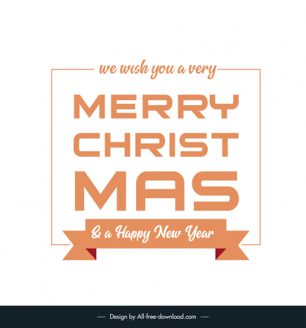 merry christmas and happy new year typography banner template elegant flat texts ribbon frame decor