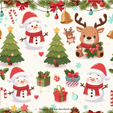 merry christmas pattern template cute elegant xmas elements