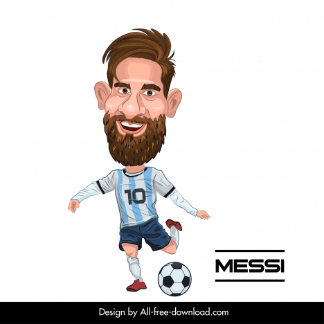 Messi football player icon dynamic funny cartoon character sketch vectors  stock in format for free download 162 bytes