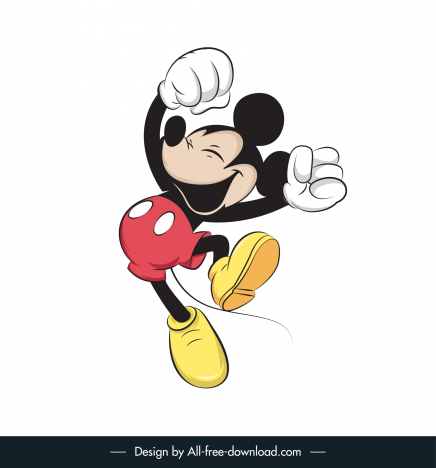 mickey mouse icon excited gesture colored dynamic cartoon design