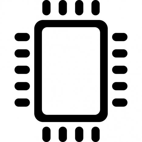 microchip sign icon flat black white symmetric geometry sketch