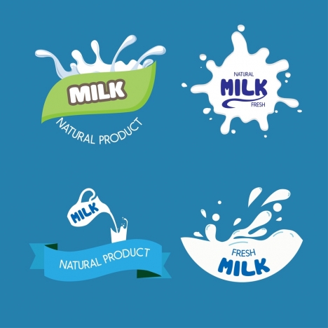 milk logo desig elements liquid ribbon text decoration