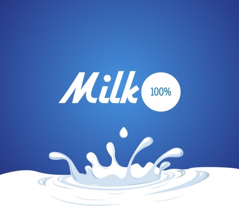 milk promotion banner white liquid decoration blue background
