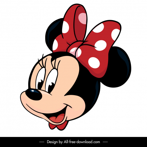 Minnie face logotype cute stylized cartoon character sketch vectors ...