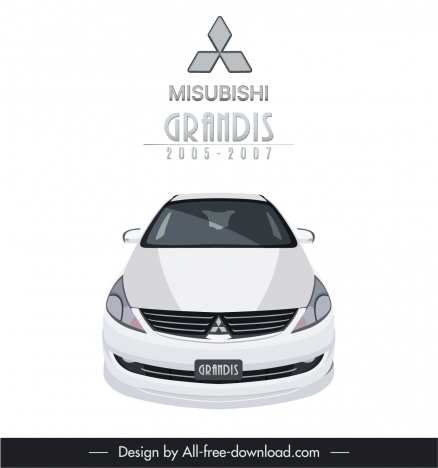 mitsubishi grandis 2005 2007 car model advertising banner symmetric front view sketch