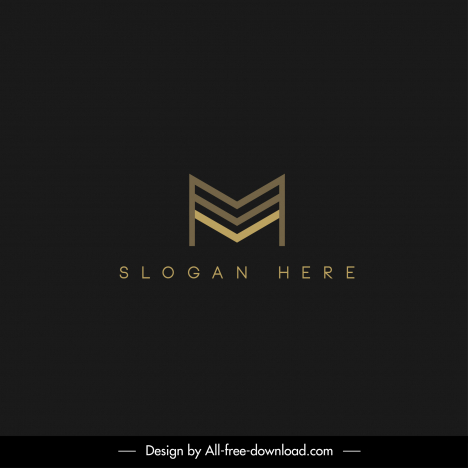 mmv logo template elegant dark yellow symmetric stylized text decor