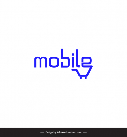 mobile shop logo flat stylized texts trolley