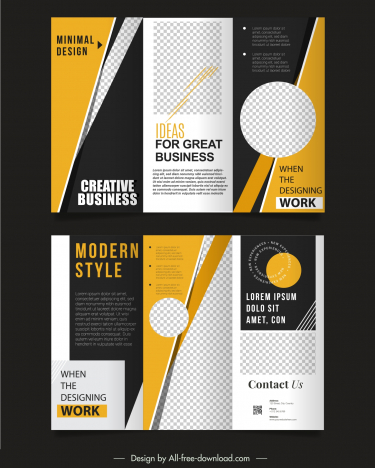 modern business brochure templates contrast geometric checkered trifold