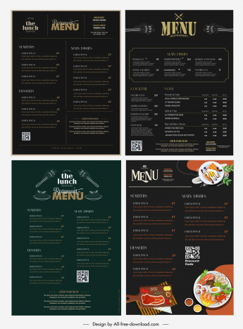 Moody food restaurant menu template modern dark elegance vectors stock ...