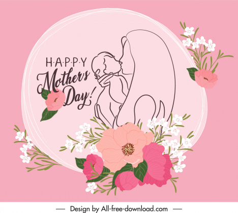 mother day banner elegant classical handdrawn floral decor