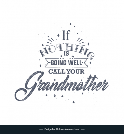 mothers day quotes for grandma template flat classical symmetric handdrawn texts rays stars ribbon decor