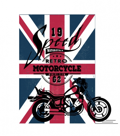 motorcycle show banner design on flag background