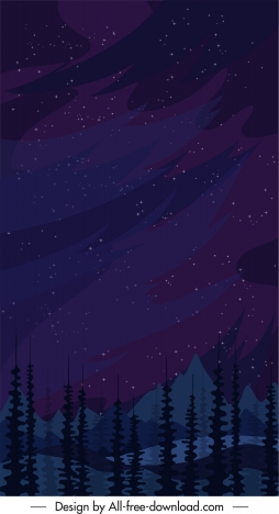 mountain background night sky sketch dark classic