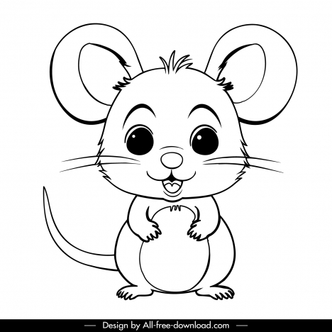 mouse cartoon design element cute handdrawn outline