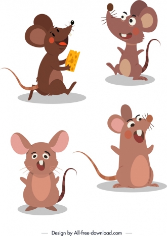 mouse icons cute stylized cartoon characters