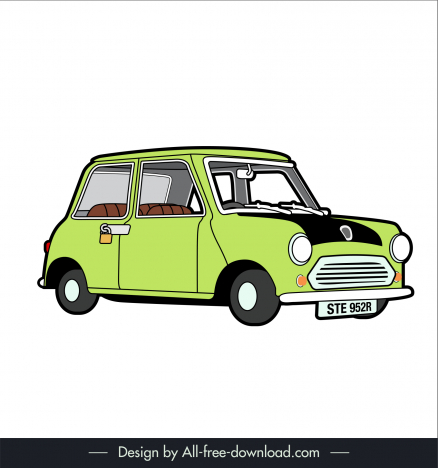 Mr bean s car in mr bean cartoon movie icon flat handdrawn classic sketch  vectors stock in format for free download 162 bytes
