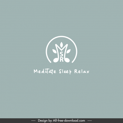 msr meditate sleep relax logo template flat classical symmetric stylized texts circle outline