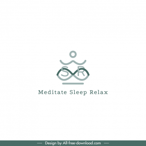 msr meditate sleep relax logo template flat symmetric geometric shape outline