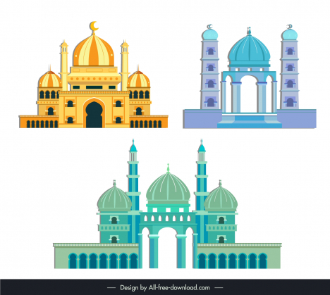 muharram buildings design elements collection flat classic symmetry