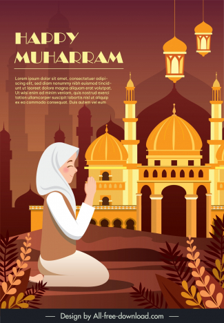 muharram poster template woman praying contrast design