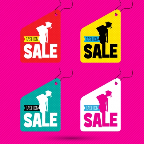 multicoloured sale tags for fashion shop vector illustration