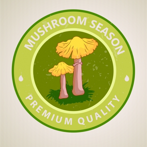 mushroom badge template green round design