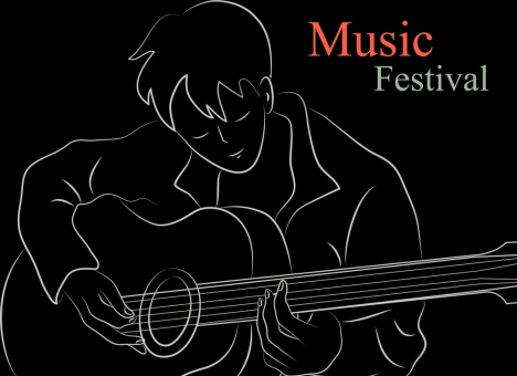Music background guitarist icon black white sketch vectors stock in format  for free download 117MB