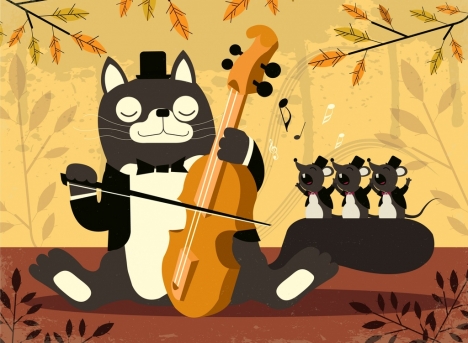 Music background stylized cat mice icons cartoon design vectors stock in  format for free download 