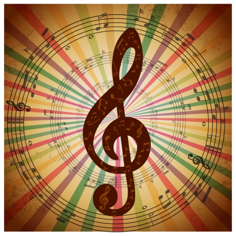 music notes background with eventful circles illustration