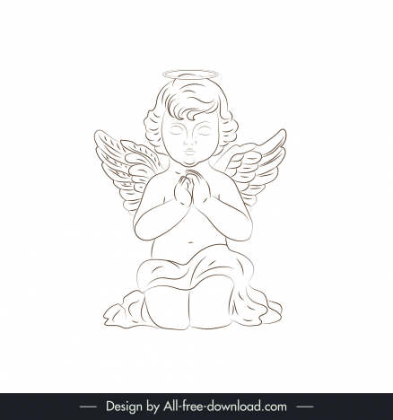 Angel praying with a love heart sketch logo icon vector image artwork  background web template render, Stock Vector, Vector And Low Budget Royalty  Free Image. Pic. ESY-056351137 | agefotostock