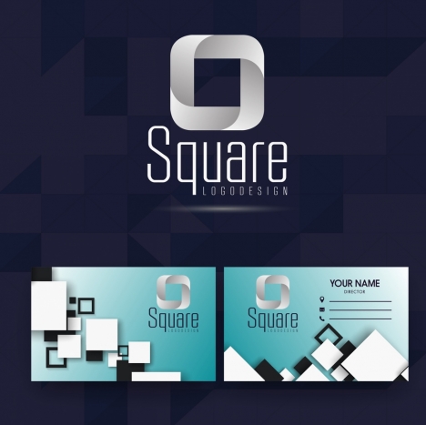 name card template squares decoration modern design