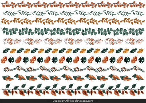 natural border elements templates colorful leaves shapes