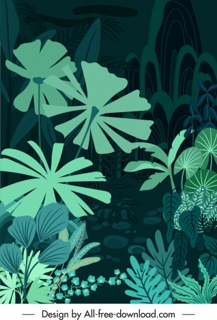 natural forest background dark green design leaves sketch
