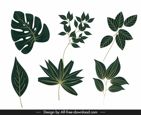 natural leaf icons classic green decor