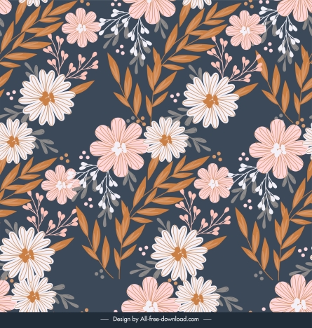 nature pattern flowers leaves decor colorful classic