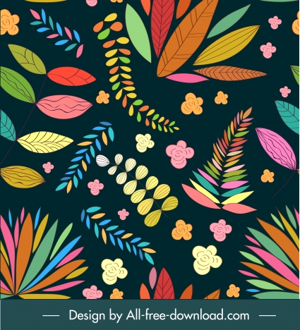nature pattern template classic colorful petals leaves sketch