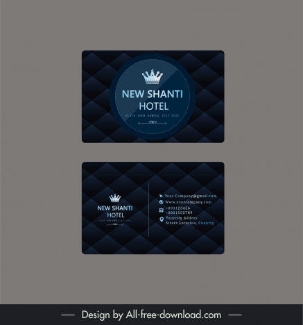 new shanti hotel luxurious business card template dark contrast crown geometry decor