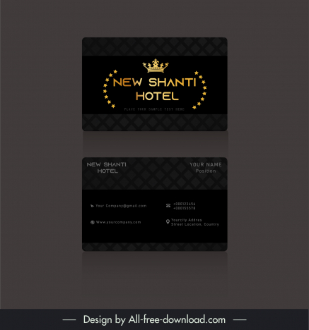 new shanti hotel luxurious business card template golden crown stars decor